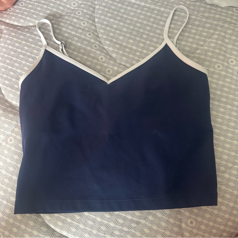 gilly hicks navy blue and white top